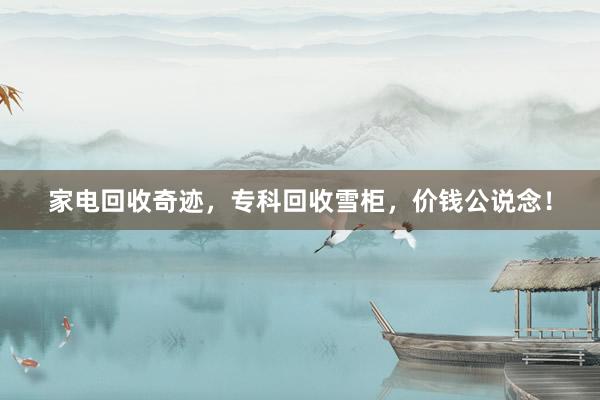 家电回收奇迹，专科回收雪柜，价钱公说念！