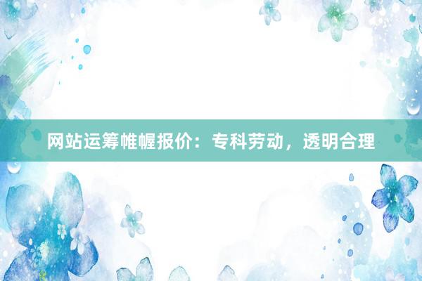 网站运筹帷幄报价：专科劳动，透明合理
